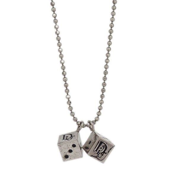 Christian Dior 2set Necklace Piercing Earrings Dice Silver 144870 - Picture 2 of 6